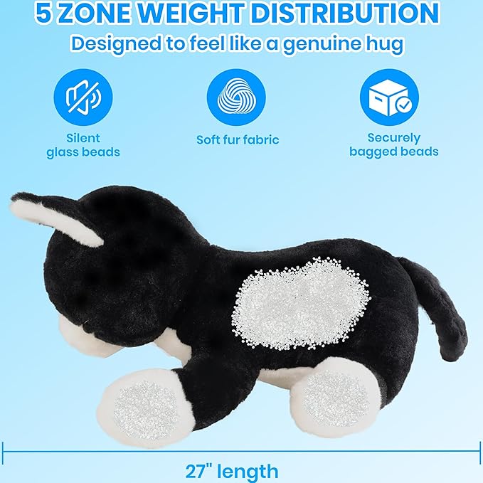 JOD® 27 Inch Weighted Black Cat Plush, Weighted Black Cat Stuffed Animal, 5 Lbs Cute Plushies Soft Pillow Toy Gift Cuddle Plushies Pillow Giant Cat for Kids Adults (71 CM)