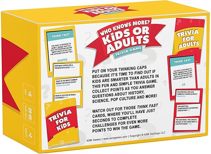 Who Knows More? Kids or Adults, The Ultimate Trivia Game for Kids, Teens and Adults - A Fun Family Party Game