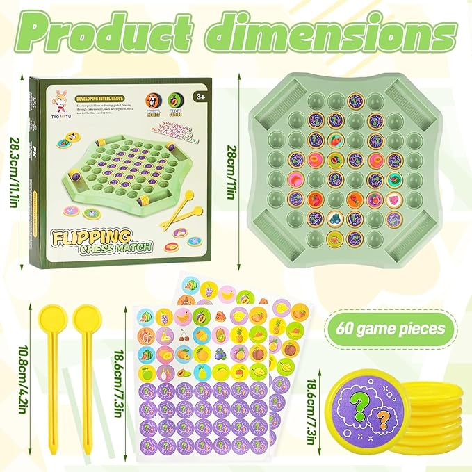 2026 Fruit Turn Around Chess Strategy Chess Game, DIY Fruit Matching Chess Boards,Chess Game for Kindergarten Gathering Activity