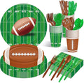 175 Pcs Football Tableware Set - Serves 25, Football Themed Disposable Plates, Cups, Napkins, Forks, Spoons, Knives for Game Events Birthday Party Supplies, Sports Holiday Gathering