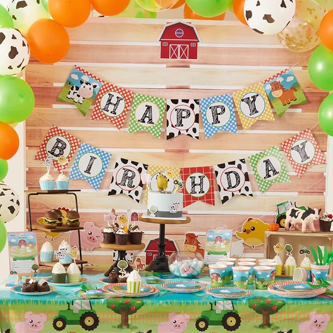 WERNNSAI Farm Plates and Napkins - 48PCS Farm Animals Birthday Decorations Barnyard Paper Plates Tableware for Kids Birthday Party Farmhouse Decorations Serves 16 Guests