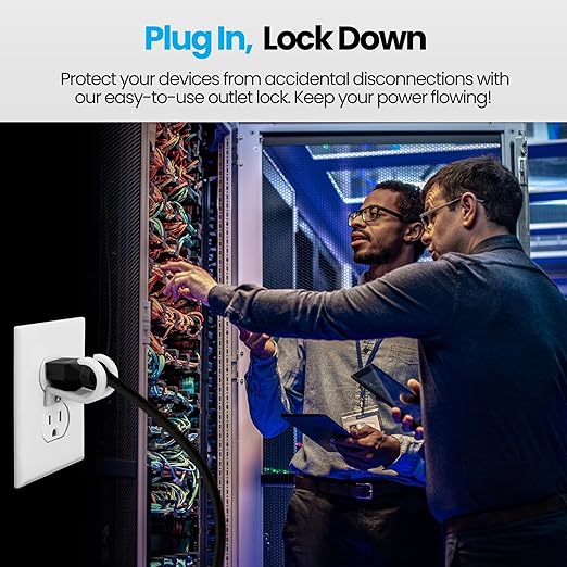 Lock Socket 3 Prong Outlet Lock (White) | Anti Theft Lock to Secure Three Pronged Plugs to the Outlet | an Innovative Way to Prevent Cords Unplugging|Child-Safe, with Security Screw |Made in USA