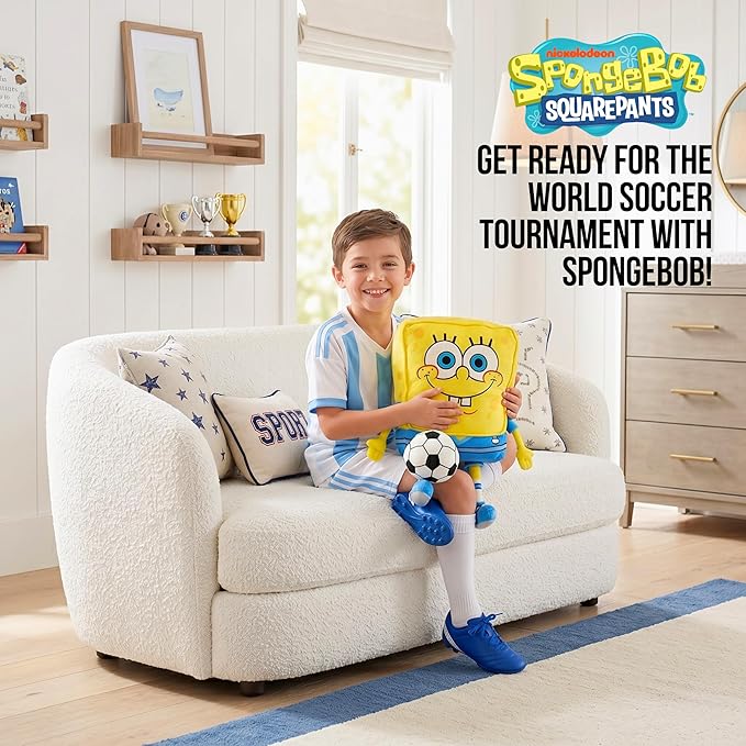Spongebob Squarepants Soccer Plush Cuddle Pillow Buddy, Kids Bedding Super Soft Sports Pillow, 19" Tall, 2026 World Soccer Tournament (Officially Licensed Product) by Franco Collectibles