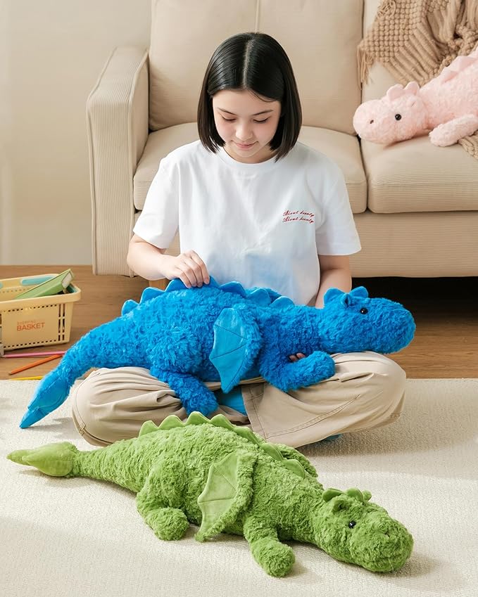 Weighted Stuffed Animal 5Lbs 35.4", Heavy Soft Dragon Plush Toy, Pink Weighted Dragon Stuffed Animal for Kids and Adults, for Comfort and Relaxation