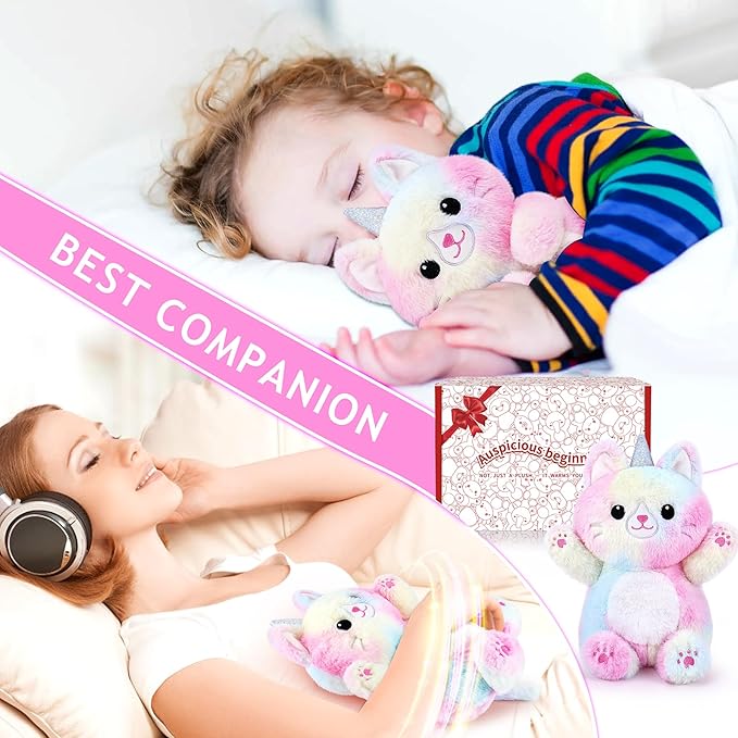 Unicorn Cat Microwavable Heating Pad-1.2lb Heating Pads for Women & Kids,Soft Pillow Plush Toy,Heatable Stuffed Animals,Bedtime Gift for Women Kids Stuffed