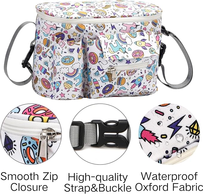Coloch Universal Stroller Organizer, Large Capacity Multi-purpose Stroller Bag Caddy with Cup Holder Waterproof Stroller Basket for Baby Essentials