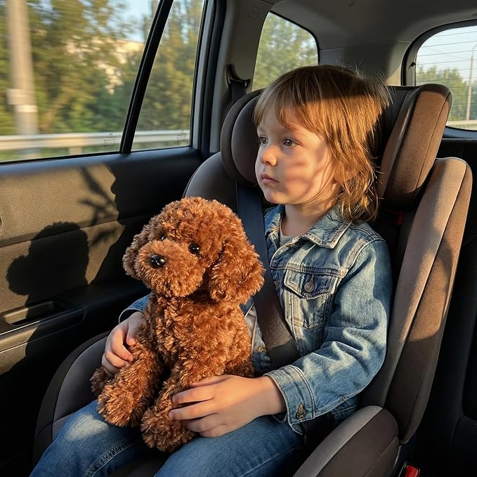 WEIGEDU Adorable Labradoodle Plush Toy Fluffy Red Brown Poodle Stuffed Animal Dog Puppy, 12.6" - Perfect for Kids, Babies, Birthday, Nursery