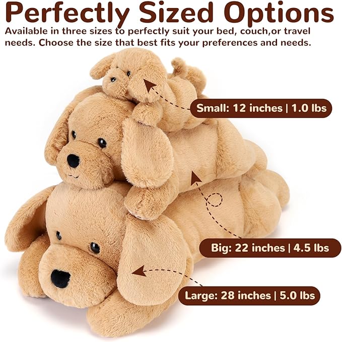 gnomantic Yellow Lab Weighted Stuffed Animals - 22 Inch 4.5 Pounds Weighted Plushies Labradoodle Stuffed Animals - Big Dog Plush Pillow - Cute Plush Toys Gifts for Kids & Adults (22" 4.5 lbs)