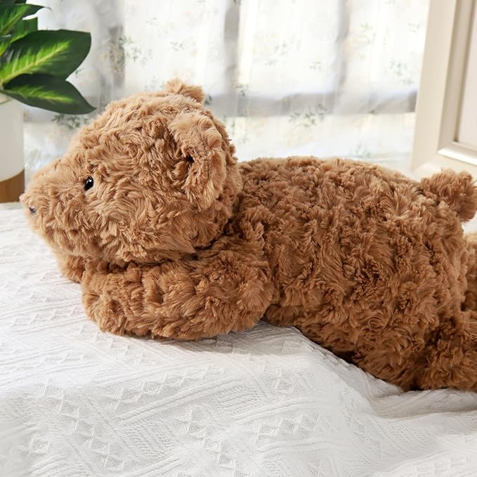 Large Weighted Teddy Bear Stuffed Animal 27.5" 5.5Lbs, Sturdy and Fluffy Brown Bear Plush Toy for Adutls Cuddle, Cute Plushy Hugging Pillow Toy for Adutls