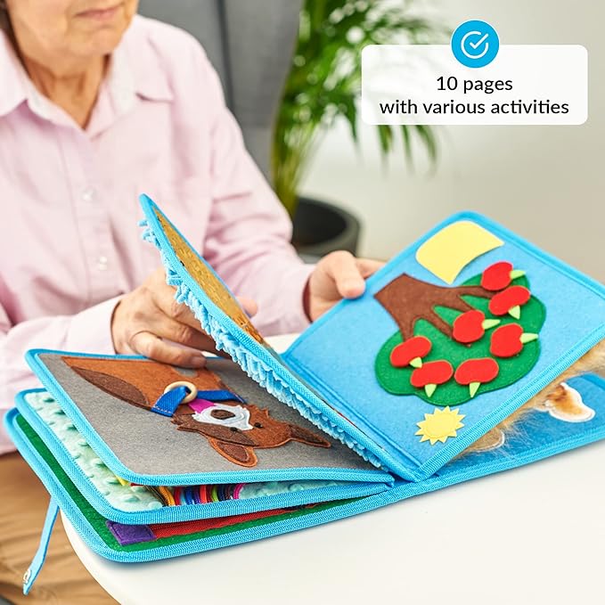 Fidget Book for Elderly | Fidget Blanket for Dementia | Dementia Products for Elderly | Gift and Activities for Seniors with Alzheimer’s | Sensory Fidget Book