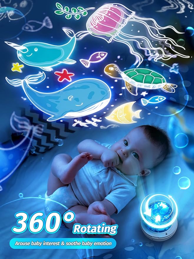 PIKOY Star Projector for Kids Gifts, 15 Films+15 Soothing Sounds Machine Baby Night Light Projector, Remote 360° Rotation Fruit Ocean Star Lights for Ceiling Decor, Kawaii Birthday Gifts Girls Toys