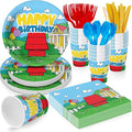 Cartoon Dog Party Supplies for kids Cartoon Themed Birthday Party, Peanuts Party Decorations Disposable Tableware Set With Plates, Cups, Napkins & Cutlery for 24 Guests