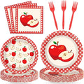 Qyeahkj 100 Pcs Apple Party Supplies Back to School Plates and Napkins Fruit Themed Decorations Apple Birthday Tableware Set Disposable Dinnerware Decor Serves 25 Guests