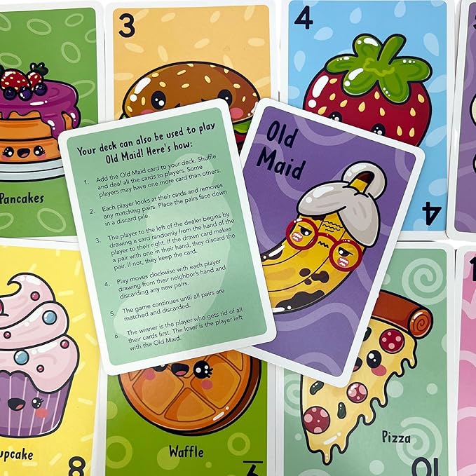 Cottage Door Press Totally Awesome Go Fish Kawaii Card Game for Kids with 48 Adorable Food Character Cards for 2 to 4 Players