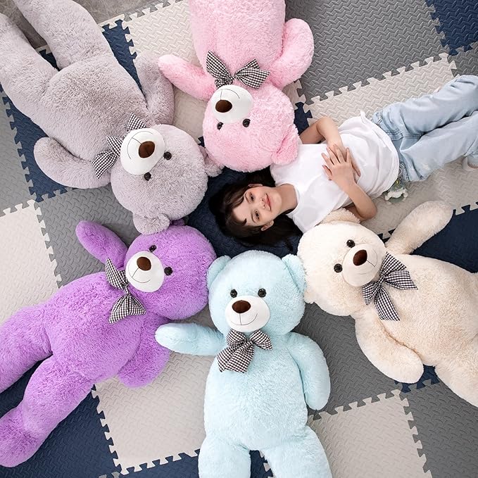 MorisMos Giant Teddy Bear 4 Feet, 47inch Big Teddy Bear Stuffed Animal Plush for Girlfriend, Boyfriend, Light Blue