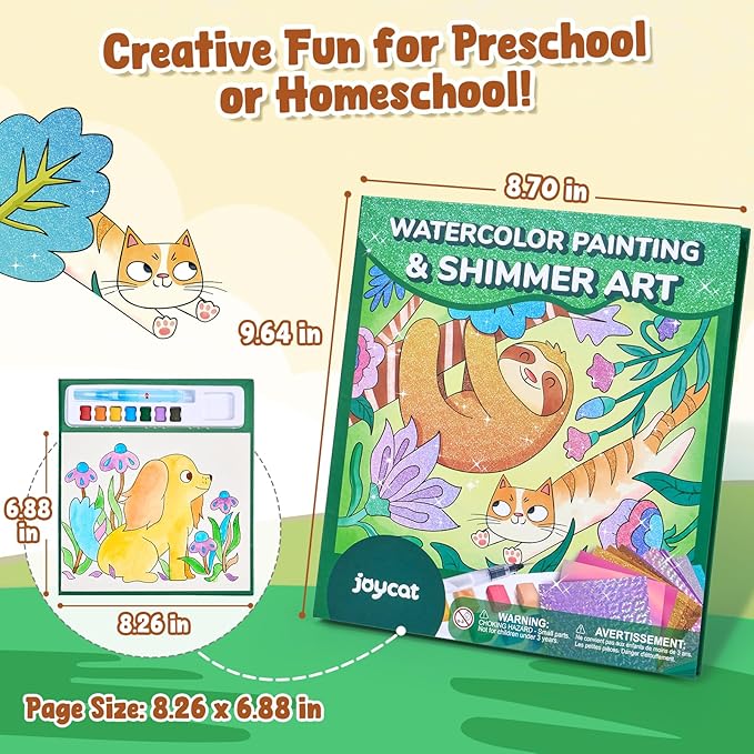 JoyCat Paint with Water Coloring Books, Art & Craft Activity, No Mess Art for Kids Ages 4-8, Craft Kits & Supplies, DIY Creative Activity, Gifts for Girls & Boys (Animals)
