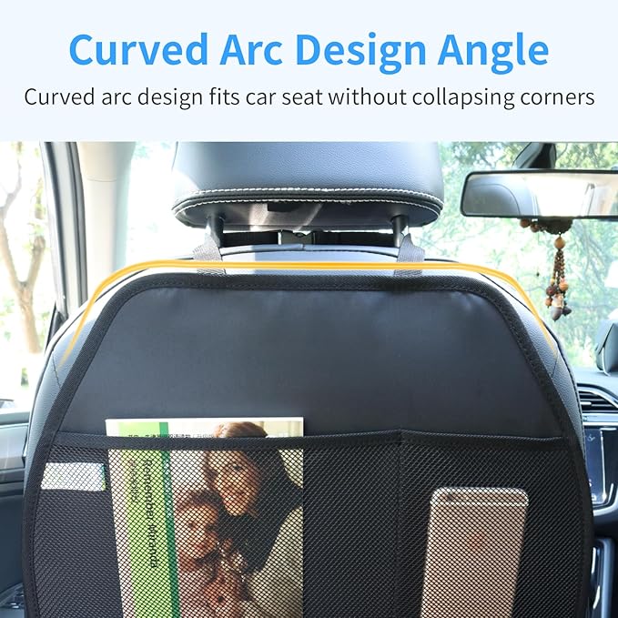 Viaviat Car Seat Protector Large Kick Mat 2 Pack Durable Water Resistant Auto Seat Back Covers with 2 Mesh Pockets Protection Against Dust Mud Scratches (Black, 2-Pack)