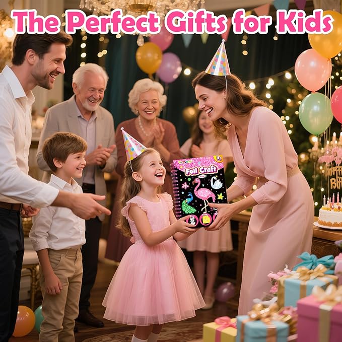 FUNNYB&G Foil Art Crafts for Kids Ages 4-8: Mother's Day 2026, Birthday Gift for Girls, Art and Crafts Supplies, Party Favors, Creative Toys for Girls 4 5 6 7 8 9 Years Old(Birds)