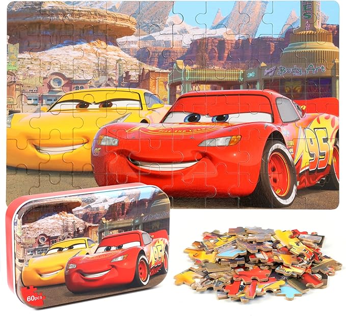 Puzzles for Kids Ages 4-8 60 Pieces Jigsaw Puzzles for Boys and Girls Educational Learning Puzzles in Metal Box