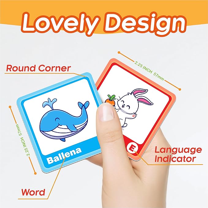 72 (36 Pairs) Spanish English Bilingual Alphabet Numbers Memory Matching Game Language Learning Games for ESL and Language Immersion for Teens.