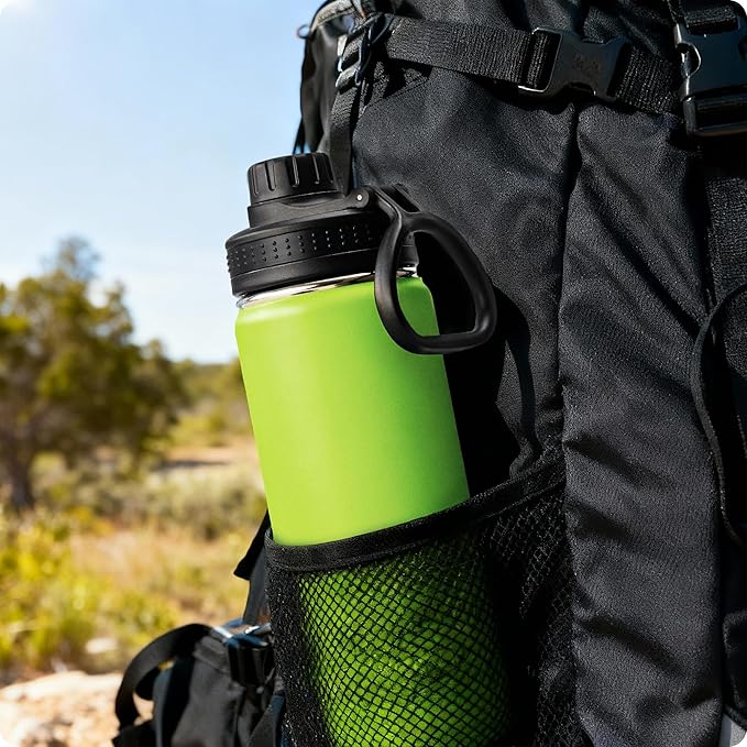 Insulated Water Bottle for School-18 oz Stainless Steel Vacuum Wide Mouth Sports Water Bottle with Silicone Boot-Reusable Metal Leak Proof Travel Water Flask (Apple Green)