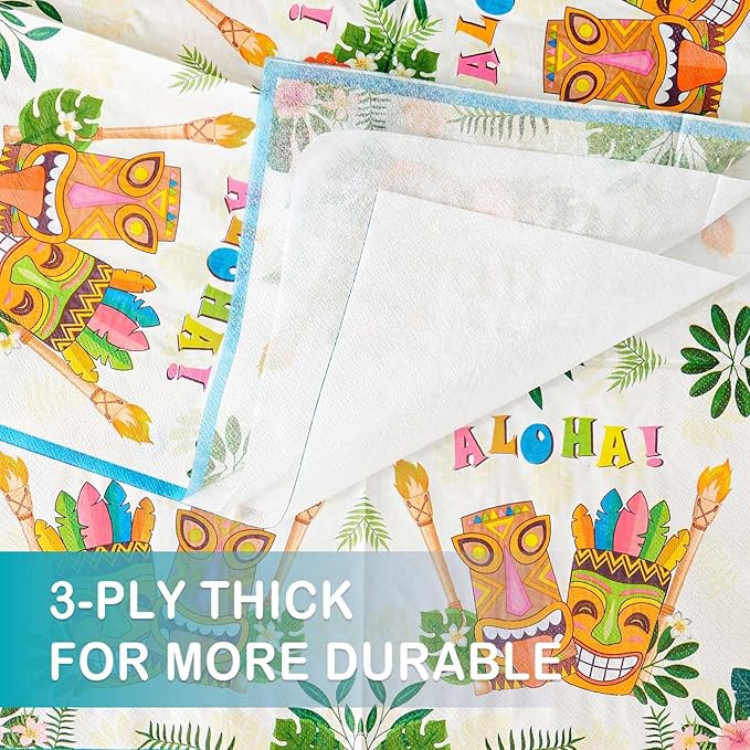 WERNNSAI Hawaiian Luau Party Supplies - 48 PCS Luau Plates And Napkins Tropical Tiki Birthday Decorations Hawaiian Paper Plates Tableware Set for Summer Pool Beach Party Serves 16 Guests