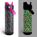 ENCOOL Insulated Water Bottle with Straw Stainless Steel Water Bottle, Glow in the Dark, Leak-Proof, BPA-Free, Keeps Cold for 24 Hours for Sports, Travel, School (26 oz, Neon Starfall)