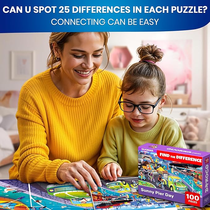 QUOKKA 100 Piece Puzzles for Kids Ages 4-6 – 4 Puzzles for Kids Ages 6-8 – Search and Find Animals and Construction Vehicles Kid Activities for 8-10 yo – Toddler Learning Toy Game Gift for Boys 5-8