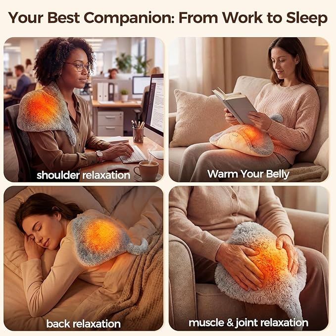 Mewaii Stingray Microwavable Unscented 1.6lbs Volcanic Rock Heating Pad 50-Minute Lasting Warmth Perfect Fit Heatable Stuffed Animals Plush for Period Cramps Menstruation Gifts for Girls Women