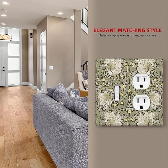 William Morris Pimpernel Flowers Plant Floral Wallplates 1 Toggle 1 Duplex Switch Plate Electrical GFCI Faceplate Decorative Light Switch Covers for Farmhouse Living Room Decor
