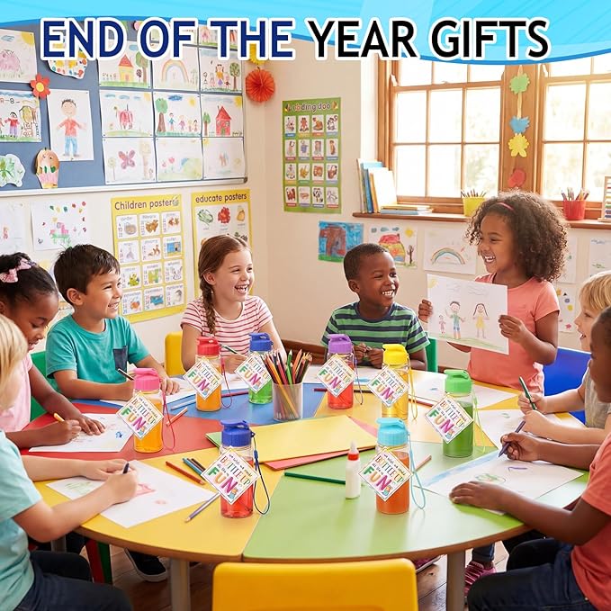 24 Set Water Bottles Bulk with Straws 12 oz End of the Year Gifts for Students Kindergarten Sports Water Bottle Summer Graduation Student Gifts from Teacher for School Classroom Party