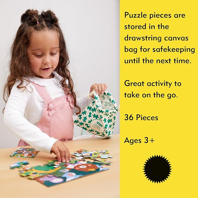 Mudpuppy Happy Campers – 36 Piece Jigsaw Puzzle to Go Featuring Cute Woodland Creatures Perfect Travel Activity for Children Ages 3 and Up