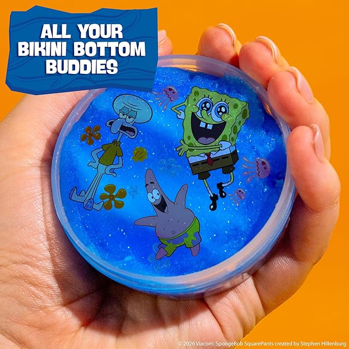 SLIMYGLOOP Tattoozee, Spongebob Squarepants Tattoo Transfer Slime Kit, Sensory Play for Kids Ages 6+, Pineapple Scented, Cloud Texture