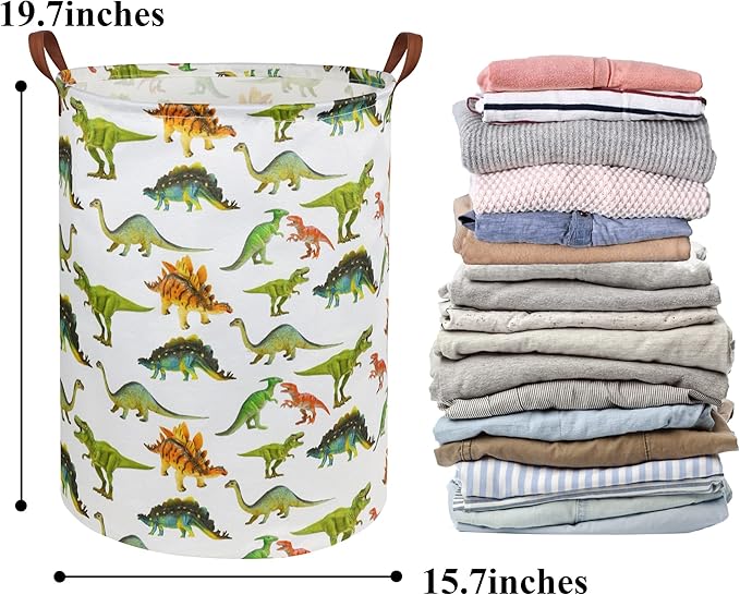 HIYAGON Dinosaur Kids Laundry Hamper Baby Laundry Basket Cute Kids Hamper Toy Storage Bin Boys Hamper and Girls Dinosaur Room Decor(Toy Dinosaur)