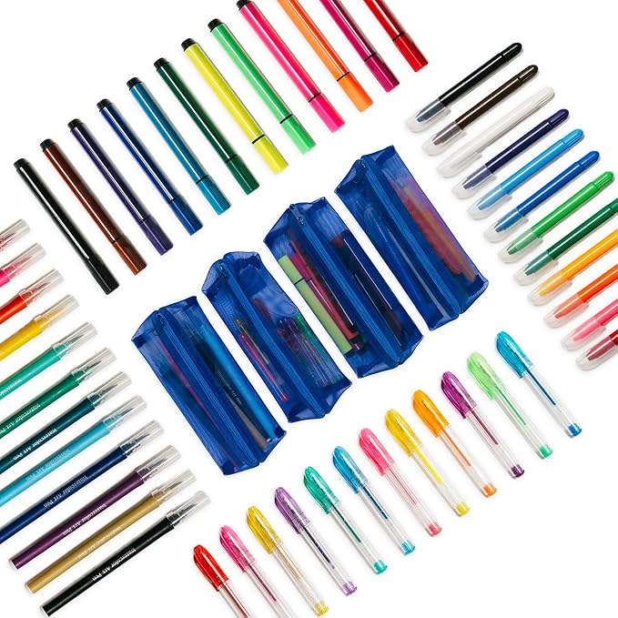 PapaKit Creative Art Coloring Set (Outer Space), Includes Travel Bag, Assorted Washable Marker Set, Glitter Pens & Coloring Pages, Art Supplies Great Gift
