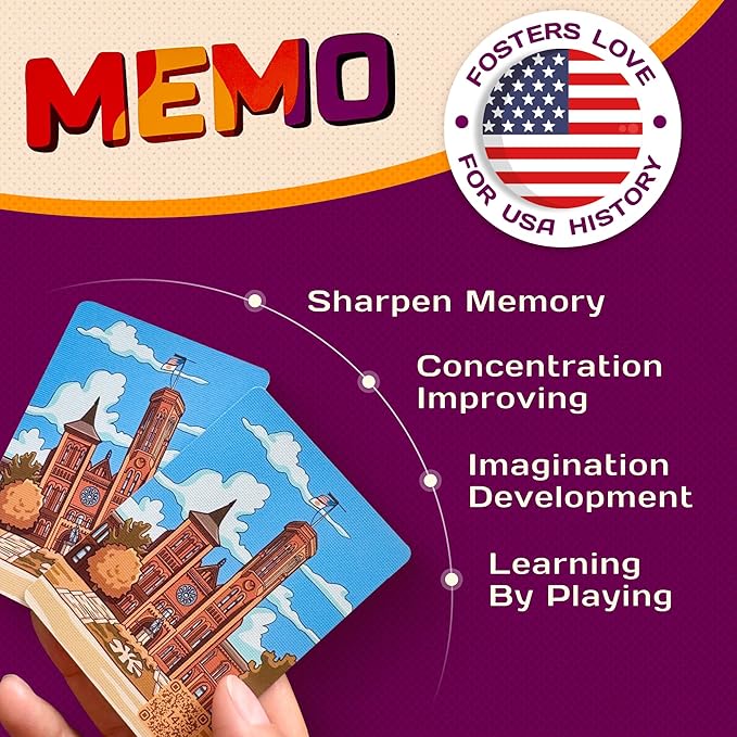 Washington, D.C. Landmarks Memory Matching Card Game – 50 Cards, Educational & Fun Family Game for Teens, Adults & Seniors – Travel Pack