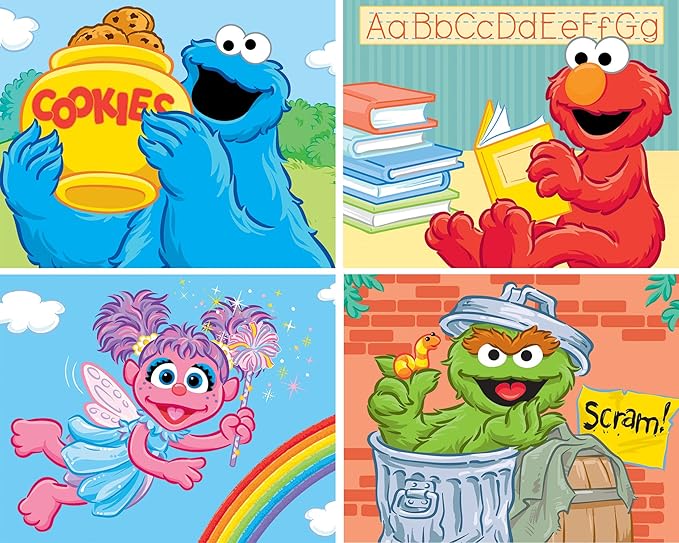 MasterPieces Puzzle Set - 4-Pack 24 Piece Jigsaw Puzzle for Kids - Sesame Street 4-Pack - 8"x10"