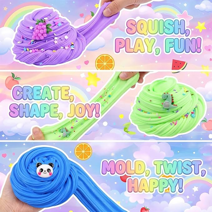 9 Pack Slime Kit, with 3 Jelly Cube Crunchy & 6 Butter Slime, Soft and Non-Sticky for Girls Boys Party Gift, Stress Kids Relief Toys - Classroom Reward, Party Supplies