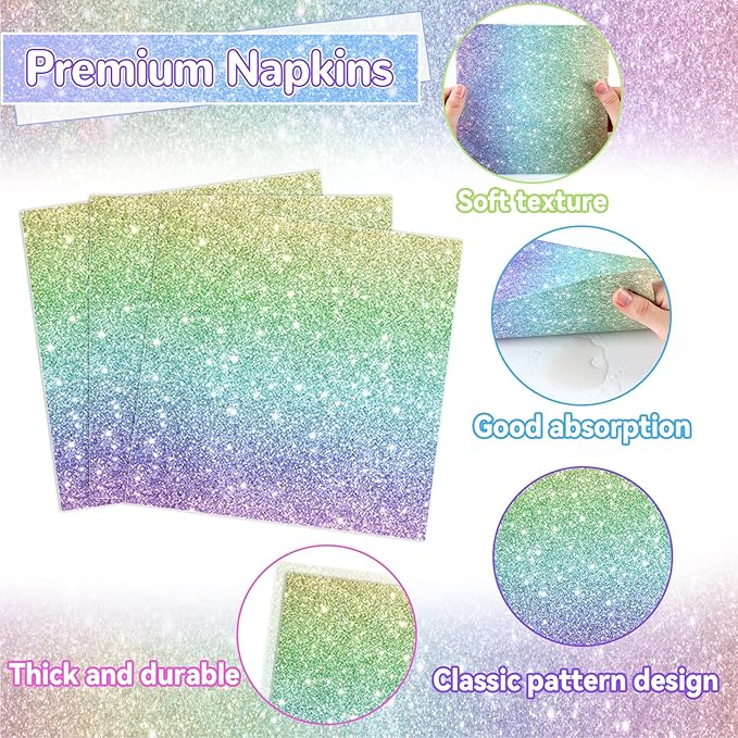 Rainbow Birthday Party Plates Napkins Forks Rainbow Glitter Tableware Set Happy Birthday Dinnerware Colorful Unicorn Glitter Supply for Kids Girls Women Princess Wedding Parties Decorations Serve 24