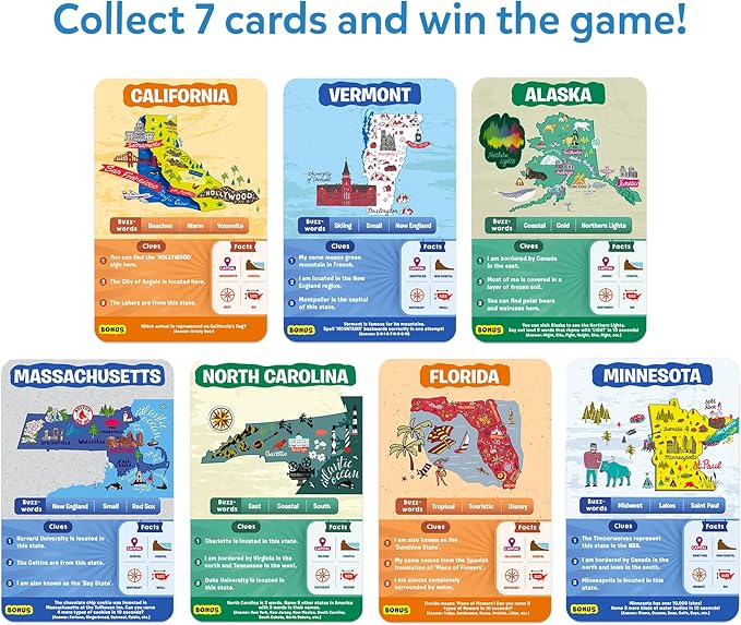 Skillmatics Guess in 10 States of America, Educational Travel Toys for Boys, Girls, and Kids Who Love Card Games, Board Games, Geography and History, Gifts for Ages 8, 9, 10 and Up