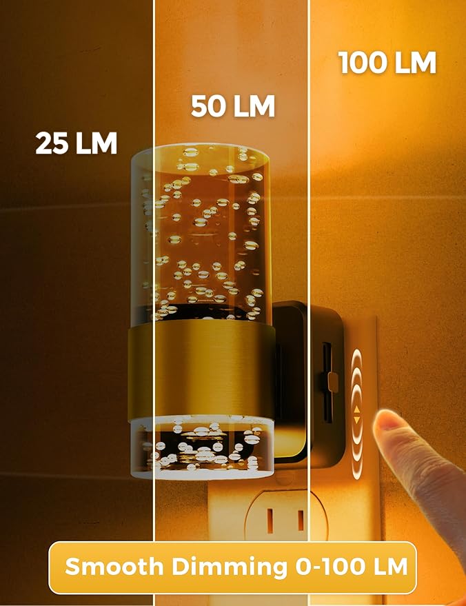 L LOHAS LED Night Lights Plug into wall, Amber Night Light with Adjustable Brightness, Plug in NightLight with Auto Light Sensor, Wall Sconce-Style Design Night Light for Bathroom,Hallway, 2 Pack