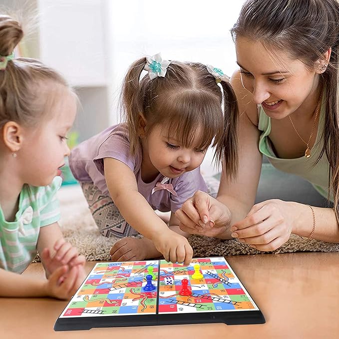 KIDAMI Magnetic Snakes and Ladders Board Game Set for Kids and Adults,11.2 Inches & 9.75 Inches