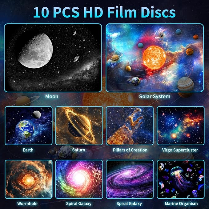 Galaxy Projector, HD Brighter Wider Projection Planetarium Star Projector with 7-Color Night Light Realistic Starry Sky Space Solar System Moon Nebula for Bedroom Ceiling Room Decor