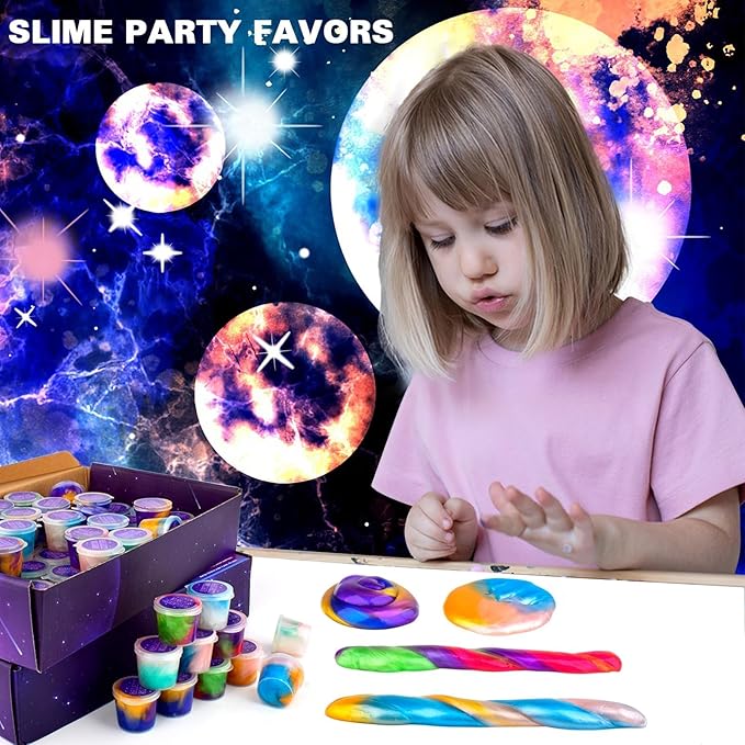 Galaxy Slime Party Favors with 75 Pack Mini Slime kit,Valentines Slime Kit for Classroom Prizes, Christmas Stocking Stuffers, Goodie Bag Stuffers for Kids Boys Girls