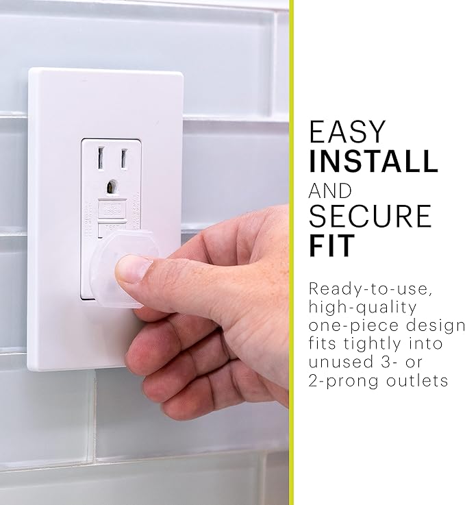 Power Gear Outlet Covers Baby Proofing Child Proof Plug Covers for Electrical Outlets Easy Install Outlet Plug-Covers UL Listed Shock Prevention Clear 54615,(Pack of 120)