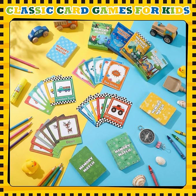 Zubebe 4 Sets Memory Matching Game for Kids Memory Match Fun Matching Game Educational Toys for Family Night, Party Favors, Classroom Prizes (Style 2)