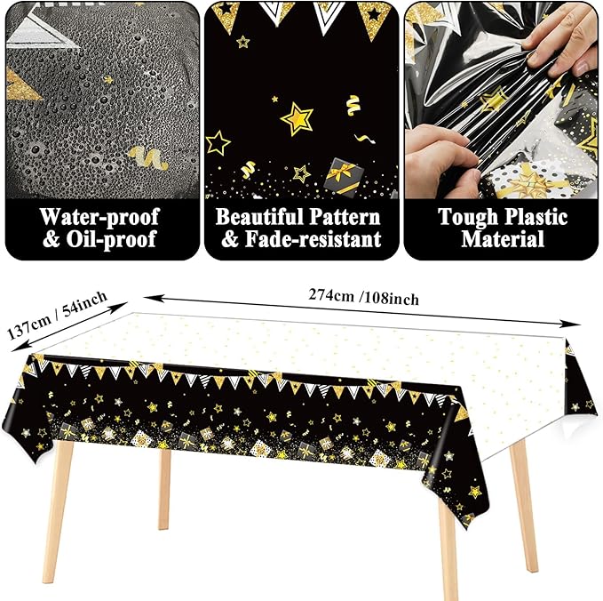60th Birthday Party Supplies Serves 24 Black and Gold 60 Years Old Party Decorations Paper Plates Napkins Cheers to 60 Years Favors Tablecloth Set Vintage 1966 Tableware Kit for Men Birthday