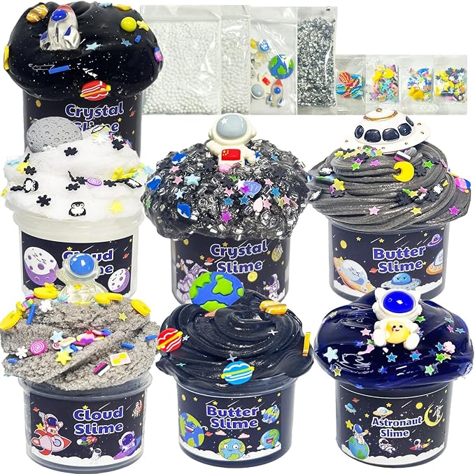 7 Pack Galaxy Slime Kits, Butter Slime,Cloud Slime kit for Girls Ages 8-12,Crunchy Slime Kit,Non Sticky,Super Soft Sludge Toy,Birthday Gifts for Kids,Party Favors for Girls and Boys