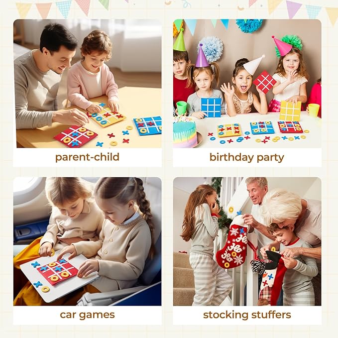 JoyCat 30 Pack Tic Tac Toe Party Favors for Kids, Felt Travel Board Games with Storage Pouch, Classroom Prizes, Goodie Bag Stuffers, Birthday Gifts for Students(Classic)