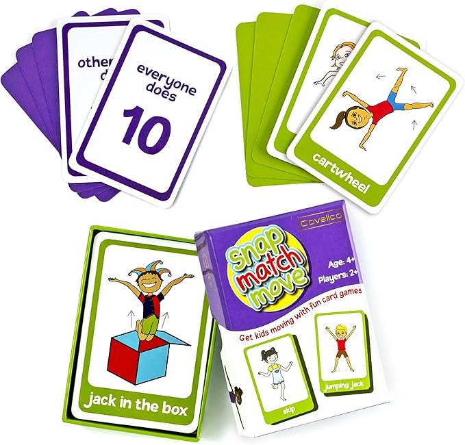 Exercise Cards for Kids - PE Equipment for Elementary School, Kids Workout Equipment Exercise Games, Classroom Exercise, PE Teacher Recess Equipment or at Home, Active Play Indoor or Outdoors